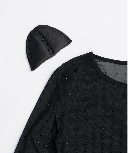 PRANK PROJECT（プランクプロジェクト）の「ストーンメッシュスキントップ / Stone Mesh Skin Top（Tシャツ/カットソー・レディース・ブラック/ベージュ・FREE）」の17枚目の写真