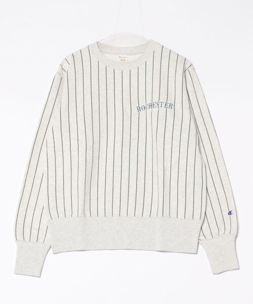 Champion(チャンピオン)の「【Champion】C3-C006/CREW NECK SWEATSHIRT/クルーネックスウェット/ストライプ柄/チャンピオン(スウェット・メンズ・ネイビー/オートミール/グレー・XL/L/M)」の1枚目の写真