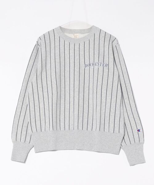 Champion(チャンピオン)の「【Champion】C3-C006/CREW NECK SWEATSHIRT/クルーネックスウェット/ストライプ柄/チャンピオン(スウェット・メンズ・ネイビー/オートミール/グレー・XL/L/M)」の2枚目の写真