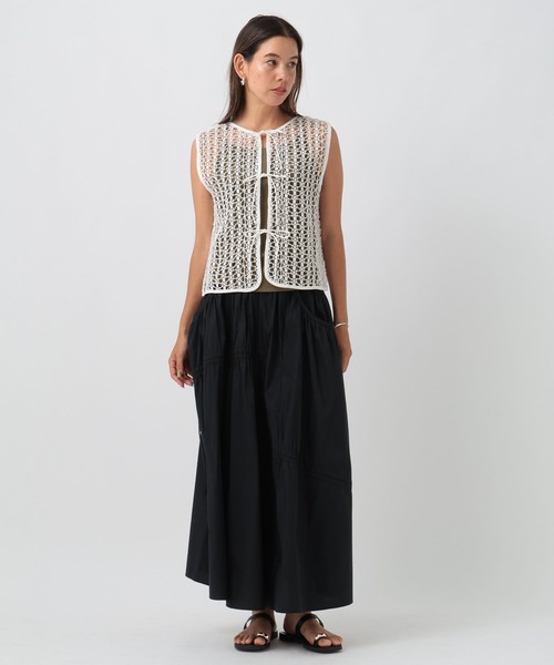 BAYFLOW（ベイフロー）の「[前後で着られる]INDIAN 2WAY ベスト（ベスト・レディース・ライトブラウン/オフホワイト/チャコール・FREE）」の11枚目の写真