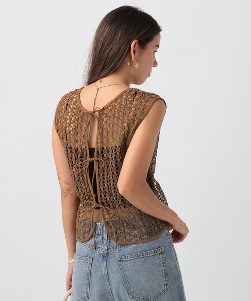 BAYFLOW（ベイフロー）の「[前後で着られる]INDIAN 2WAY ベスト（ベスト・レディース・ライトブラウン/オフホワイト/チャコール・FREE）」の21枚目の写真