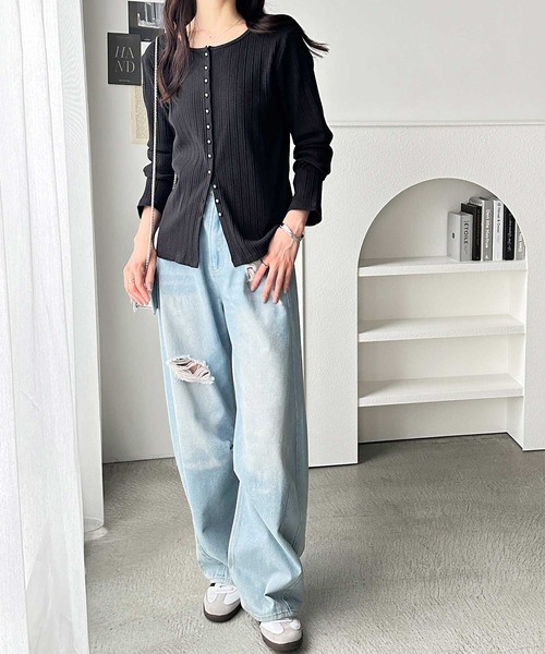 GeeRA(ジーラ)の「メニーボタンランダムリブトップス(Tシャツ/カットソー・レディース・オフホワイト/杢グレー/ブラック・MEDIUM/LARGE/X-LARGE)」の13枚目の写真