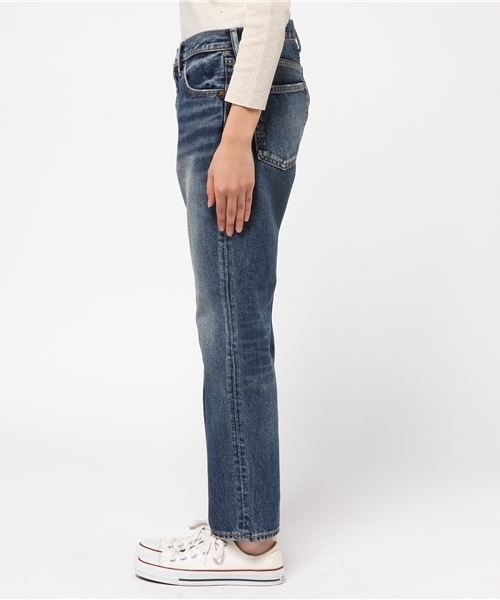 X-girl(エックスガール)の「【X-girl Jean】TAPERED 5POCKET JEAN WASH(デニムパンツ・レディース・ダークインディゴブルー・2/0/1)」の3枚目の写真