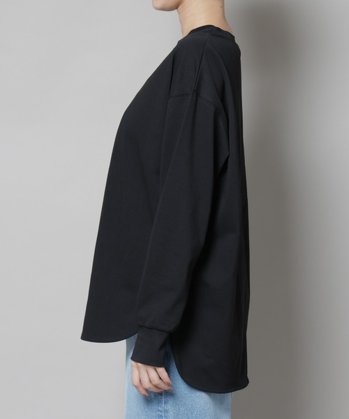 NANO universe(ナノユニバース)の「CVCプレーティング天竺ラウンドヘムカットトップス(Tシャツ/カットソー・レディース・ブラック/ホワイト/ブラウン・FREE)」の12枚目の写真