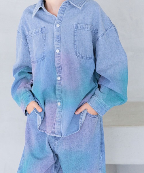 BAYFLOW（ベイフロー）の「[ペイント＆タイダイ]加工デニムシャツ(KIDS)（シャツ/ブラウス・キッズ・その他1/その他2・140cm/130cm/120cm/110cm/150cm）」の9枚目の写真