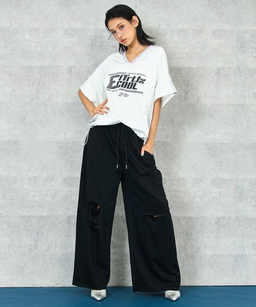 ANAP（アナップ）の「ダメージ スウェット ロング パンツ（スウェットパンツ・レディース・ブラック/グレー・FREE）」の6枚目の写真