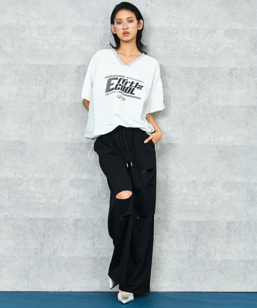 ANAP（アナップ）の「ダメージ スウェット ロング パンツ（スウェットパンツ・レディース・ブラック/グレー・FREE）」の7枚目の写真