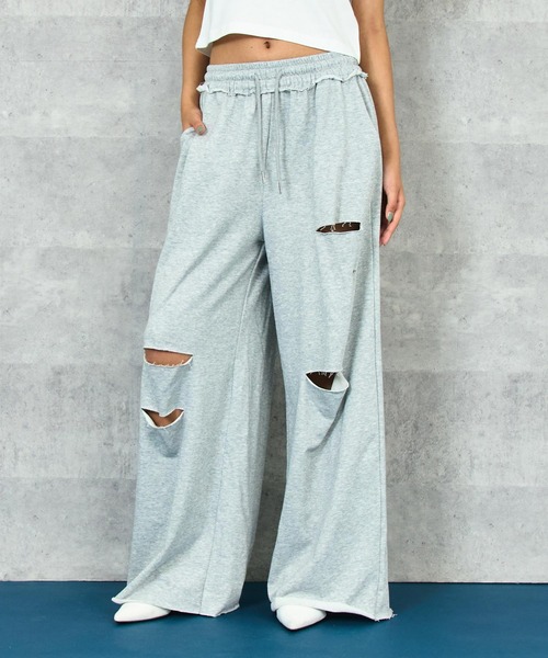 ANAP（アナップ）の「ダメージ スウェット ロング パンツ（スウェットパンツ・レディース・ブラック/グレー・FREE）」の8枚目の写真