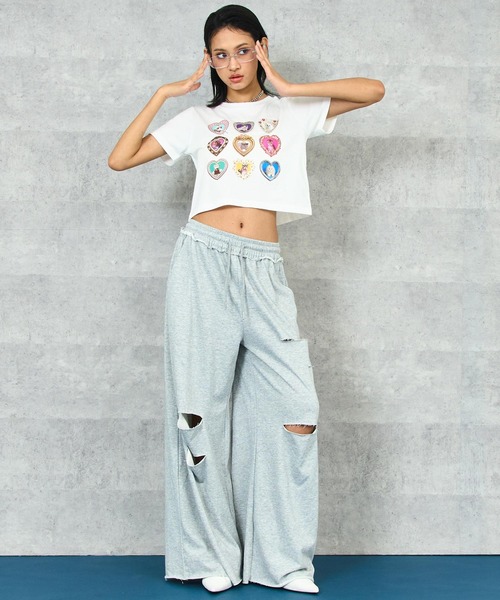 ANAP（アナップ）の「ダメージ スウェット ロング パンツ（スウェットパンツ・レディース・ブラック/グレー・FREE）」の9枚目の写真