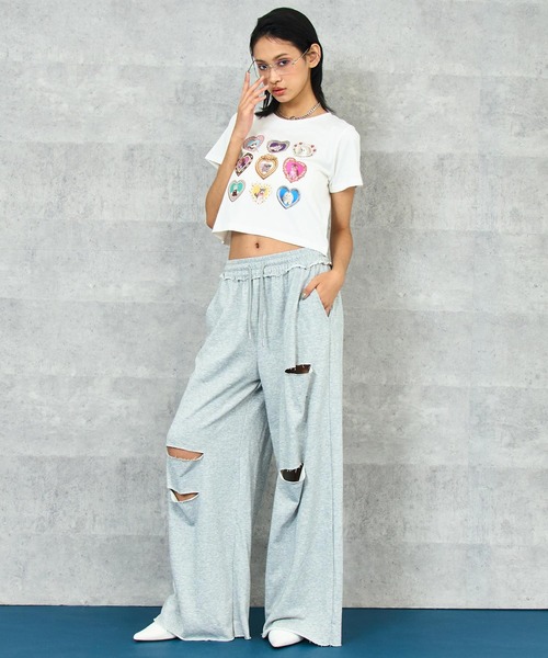 ANAP（アナップ）の「ダメージ スウェット ロング パンツ（スウェットパンツ・レディース・ブラック/グレー・FREE）」の10枚目の写真