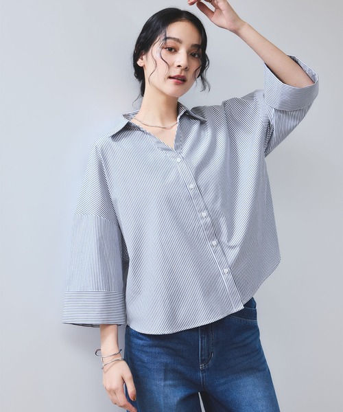 VIS（ビス）の「【WEB限定】スキッパーワイドスリーブシャツ/通勤対応（シャツ/ブラウス・レディース・ホワイト系その他7/ブルー系その他/ブルー/ベージュ系その他・FREE）」の16枚目の写真