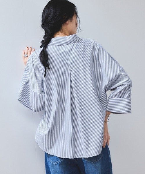 VIS（ビス）の「【WEB限定】スキッパーワイドスリーブシャツ/通勤対応（シャツ/ブラウス・レディース・ホワイト系その他7/ブルー系その他/ブルー/ベージュ系その他・FREE）」の14枚目の写真