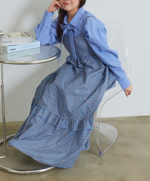 mul.(ムル)の「OP チェック柄キャミワンピース(ワンピース・レディース・ブルー/オレンジ・FREE)」の18枚目の写真