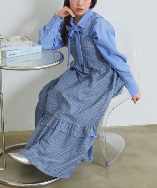 mul.(ムル)の「OP チェック柄キャミワンピース(ワンピース・レディース・ブルー/オレンジ・FREE)」の17枚目の写真