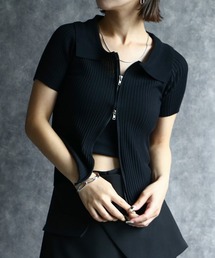 any day（エニーデイ）の「ダブルジップポロカラーサマーニット（Tシャツ/カットソー）」