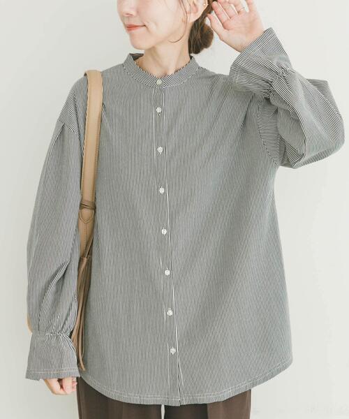 ITEMS URBANRESEARCH（アイテムズ アーバンリサーチ）の「『洗濯可』バンドカラーソデタックカットソー（シャツ/ブラウス・レディース・ホワイト/ストライプ・FREE）」の12枚目の写真