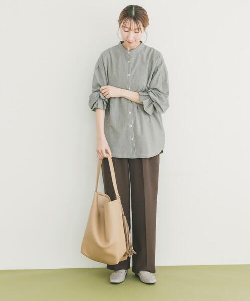 ITEMS URBANRESEARCH（アイテムズ アーバンリサーチ）の「『洗濯可』バンドカラーソデタックカットソー（シャツ/ブラウス・レディース・ホワイト/ストライプ・FREE）」の14枚目の写真