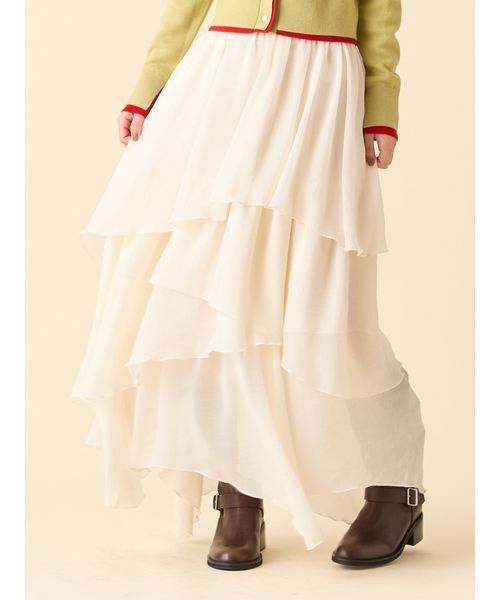 LILY BROWN(リリーブラウン)の「シアーフリルティアードスカート(スカート・レディース・グレー/チャコールグレー/ホワイト・F)」の14枚目の写真