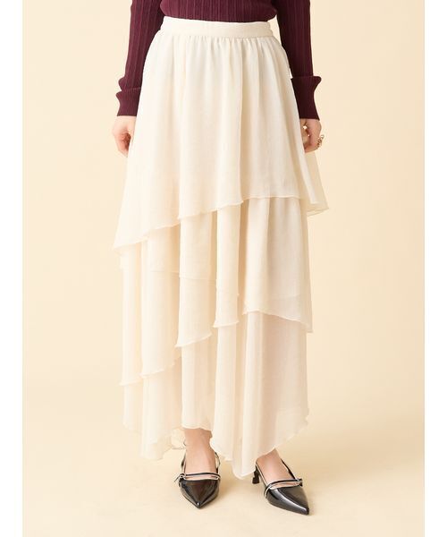 LILY BROWN(リリーブラウン)の「シアーフリルティアードスカート(スカート・レディース・グレー/チャコールグレー/ホワイト・F)」の16枚目の写真