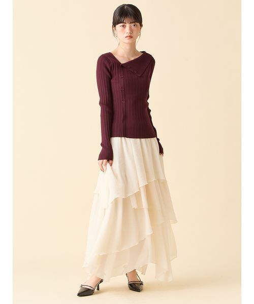 LILY BROWN(リリーブラウン)の「シアーフリルティアードスカート(スカート・レディース・グレー/チャコールグレー/ホワイト・F)」の10枚目の写真