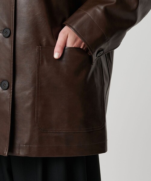 BEAUTY&YOUTH UNITED ARROWS（ビューティーアンドユースユナイテッドアローズ）の「レザーライク カバーオール ジャケット（カバーオール・レディース・ブラック/ダークブラウン・S/M/XS）」の8枚目の写真