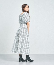 一部店舗限定 2wayオフショルチェックフレアワンピース