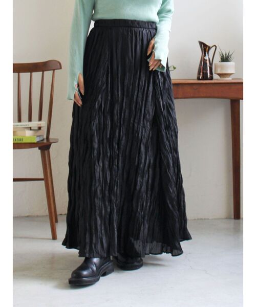 Ungrid（アングリッド）の「クリンクルボリュームスカート（スカート・レディース・アイボリー/ブラック/オレンジ・FREE）」の3枚目の写真