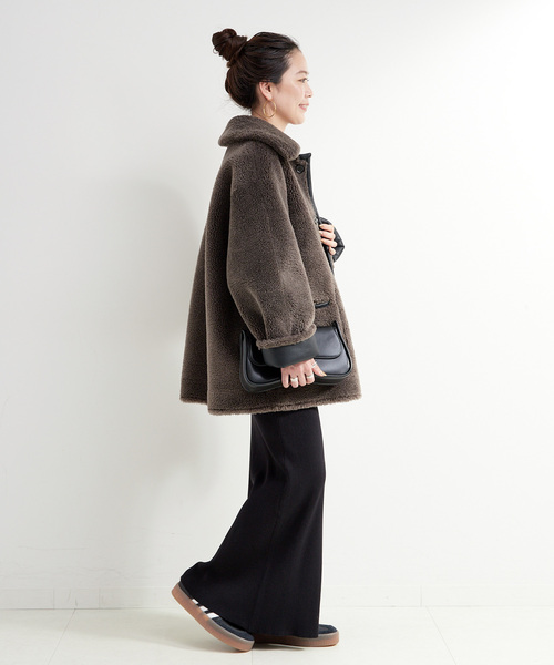 B.C STOCK（ベーセーストック）の「リバーシブルムートンライクコート（ムートンコート・レディース・ブラック/ブラウン・FREE）」の11枚目の写真