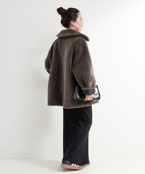 B.C STOCK（ベーセーストック）の「リバーシブルムートンライクコート（ムートンコート・レディース・ブラック/ブラウン・FREE）」の12枚目の写真