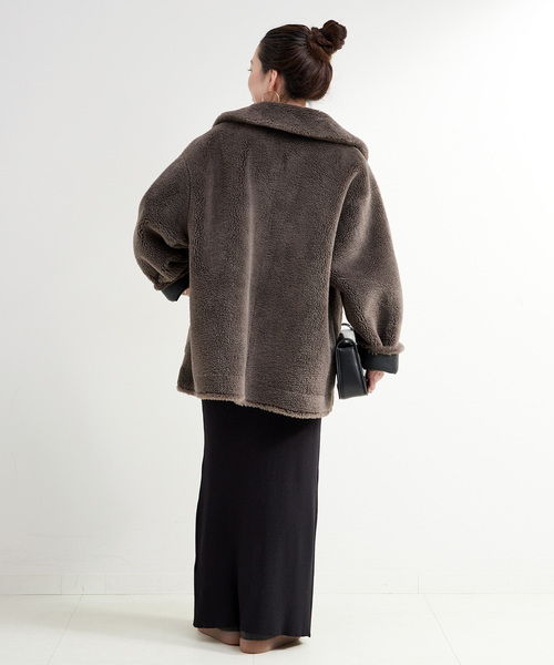 B.C STOCK（ベーセーストック）の「リバーシブルムートンライクコート（ムートンコート・レディース・ブラック/ブラウン・FREE）」の13枚目の写真