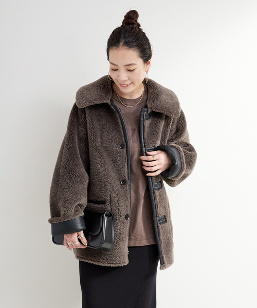 リバーシブルムートンライクコート（ムートンコート）｜B.C STOCK