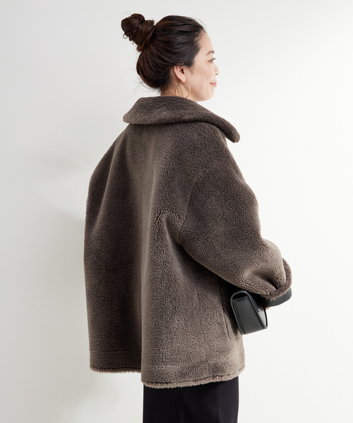 B.C STOCK（ベーセーストック）の「リバーシブルムートンライクコート（ムートンコート・レディース・ブラック/ブラウン・FREE）」の16枚目の写真