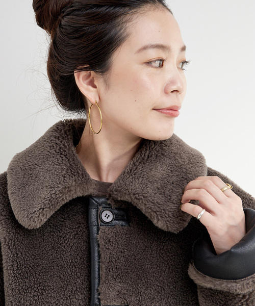 B.C STOCK（ベーセーストック）の「リバーシブルムートンライクコート（ムートンコート・レディース・ブラック/ブラウン・FREE）」の17枚目の写真