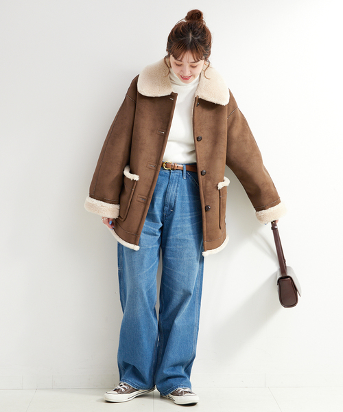 B.C STOCK（ベーセーストック）の「リバーシブルムートンライクコート（ムートンコート・レディース・ブラック/ブラウン・FREE）」の19枚目の写真