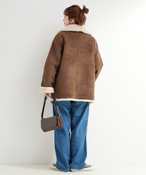 B.C STOCK（ベーセーストック）の「リバーシブルムートンライクコート（ムートンコート・レディース・ブラック/ブラウン・FREE）」の22枚目の写真