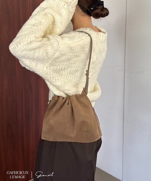 CAPRICIEUX LE'MAGE（カプリシューレマージュ）の「【LE'MAGE×gemeilコラボ】スエードワンハンドルバッグ（ショルダーバッグ・レディース・ダークブラウン/キャメル/ホワイト系その他・FREE）」の9枚目の写真