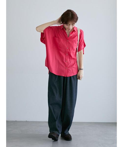 Lugnoncure（ルノンキュール）の「レーヨン麻シャツ(セットアップ可)（シャツ/ブラウス・レディース・ブルー/レッド/チャコールグレー/キナリ・F）」の8枚目の写真