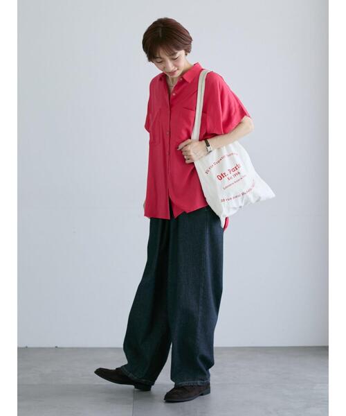 Lugnoncure（ルノンキュール）の「レーヨン麻シャツ(セットアップ可)（シャツ/ブラウス・レディース・ブルー/レッド/チャコールグレー/キナリ・F）」の9枚目の写真