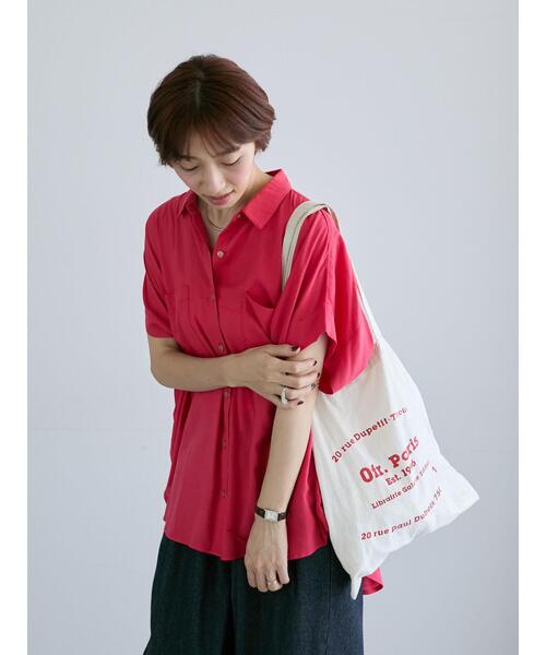 Lugnoncure（ルノンキュール）の「レーヨン麻シャツ(セットアップ可)（シャツ/ブラウス・レディース・ブルー/レッド/チャコールグレー/キナリ・F）」の10枚目の写真