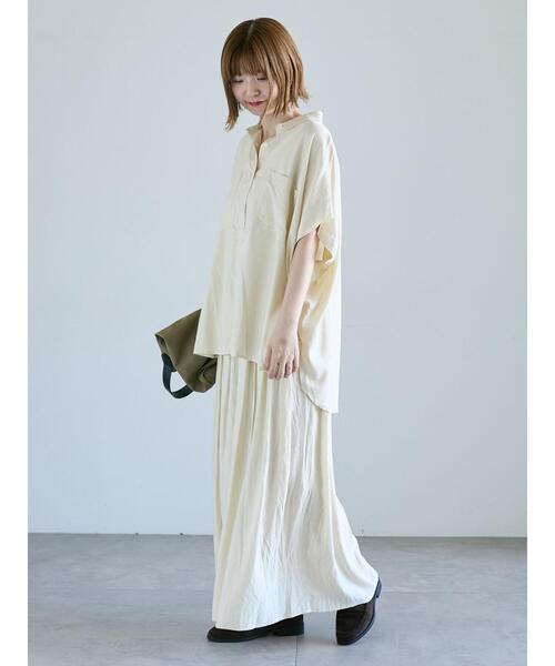 Lugnoncure（ルノンキュール）の「レーヨン麻シャツ(セットアップ可)（シャツ/ブラウス・レディース・ブルー/レッド/チャコールグレー/キナリ・F）」の12枚目の写真