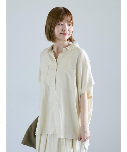 Lugnoncure（ルノンキュール）の「レーヨン麻シャツ(セットアップ可)（シャツ/ブラウス・レディース・ブルー/レッド/チャコールグレー/キナリ・F）」の13枚目の写真