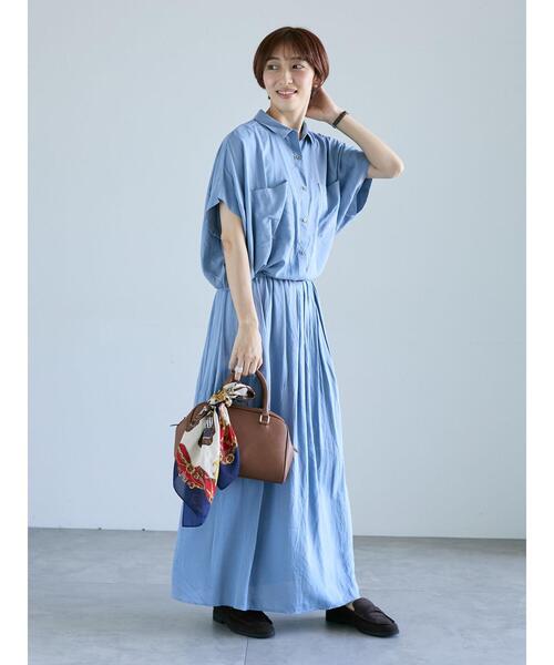 Lugnoncure（ルノンキュール）の「レーヨン麻シャツ(セットアップ可)（シャツ/ブラウス・レディース・ブルー/レッド/チャコールグレー/キナリ・F）」の14枚目の写真