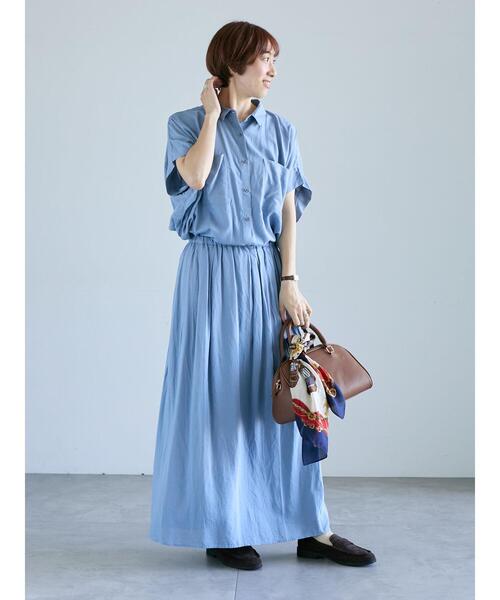 Lugnoncure（ルノンキュール）の「レーヨン麻シャツ(セットアップ可)（シャツ/ブラウス・レディース・ブルー/レッド/チャコールグレー/キナリ・F）」の15枚目の写真