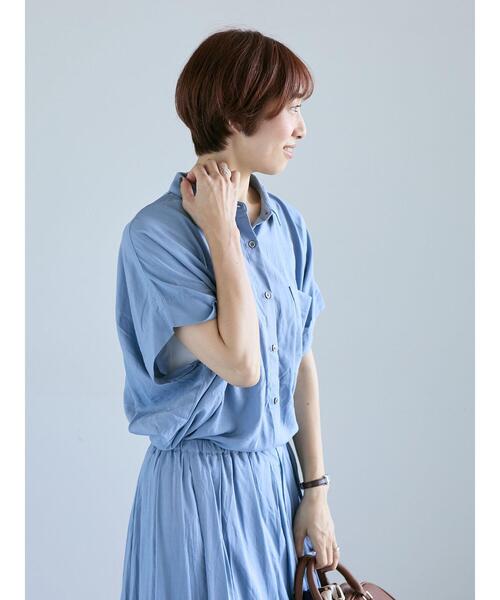 Lugnoncure（ルノンキュール）の「レーヨン麻シャツ(セットアップ可)（シャツ/ブラウス・レディース・ブルー/レッド/チャコールグレー/キナリ・F）」の16枚目の写真