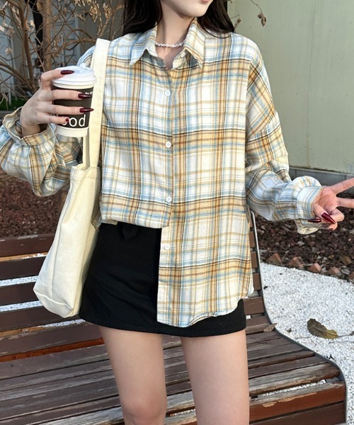shyam inspiration(シャムインスピレーション)の「アソート カジュアル チェック柄シャツ / 長袖 ルーズシャツ(シャツ/ブラウス・レディース・その他3/その他2/その他1/その他5/その他4・F)」の3枚目の写真