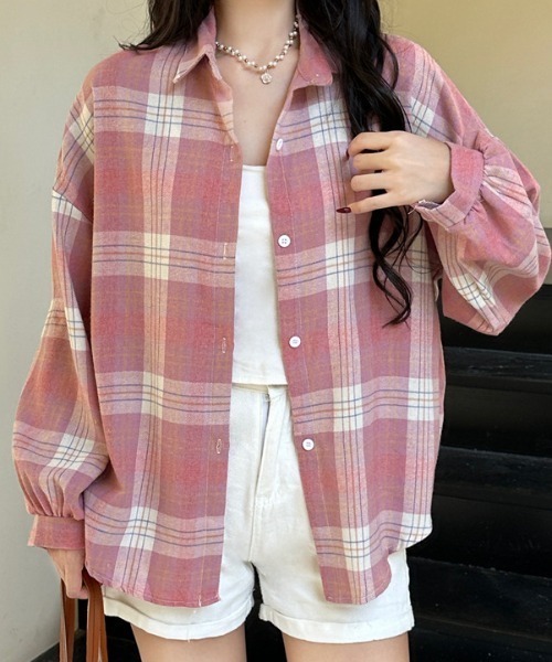 shyam inspiration(シャムインスピレーション)の「アソート カジュアル チェック柄シャツ / 長袖 ルーズシャツ(シャツ/ブラウス・レディース・その他3/その他2/その他1/その他5/その他4・F)」の5枚目の写真