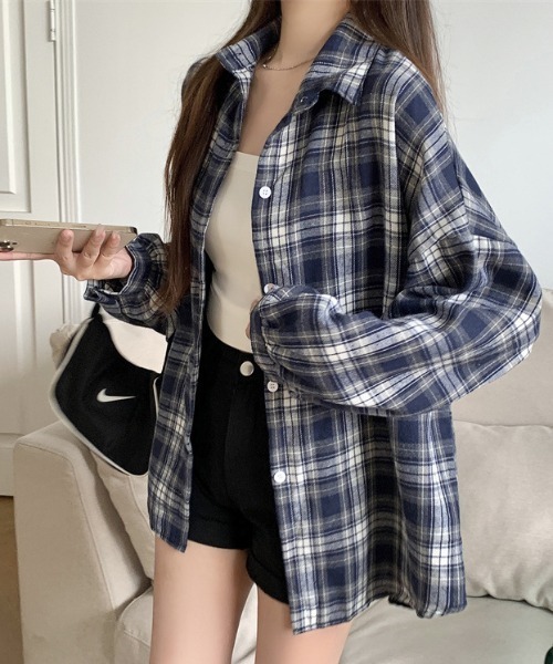 shyam inspiration(シャムインスピレーション)の「アソート カジュアル チェック柄シャツ / 長袖 ルーズシャツ(シャツ/ブラウス・レディース・その他3/その他2/その他1/その他5/その他4・F)」の14枚目の写真
