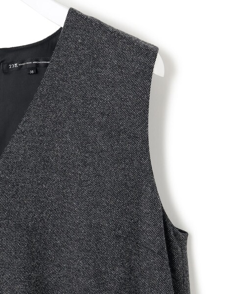 セール】ラメミックスツイード Vネックワンピース（ワンピース）｜23区