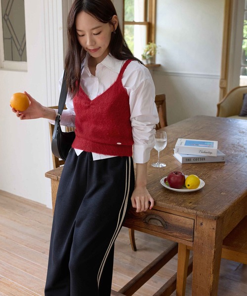 CHAN ME（チャンミ）の「ニットビスチェ（ベスト・レディース・レッド/ブラック/グレー・MEDIUM/LARGE）」の7枚目の写真