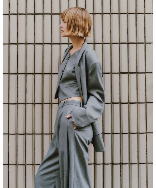 styling/（スタイリング）の「【セットアップ対応】シングルブレステッドスーツジャケット（テーラードジャケット・レディース・グレー/モカ/チェック・0/1）」の10枚目の写真